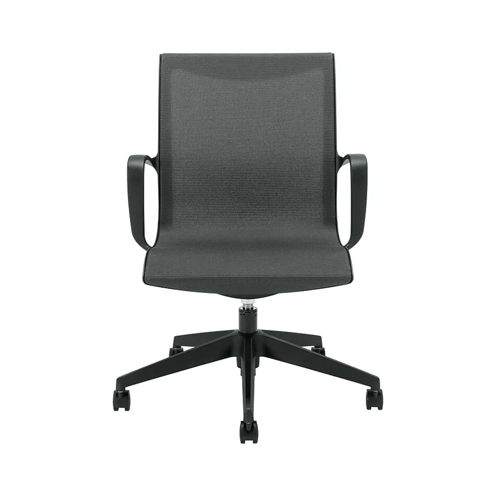 Office Chairs*Global Solar Mesh Conference Chair, Gray/Black (8456STM)