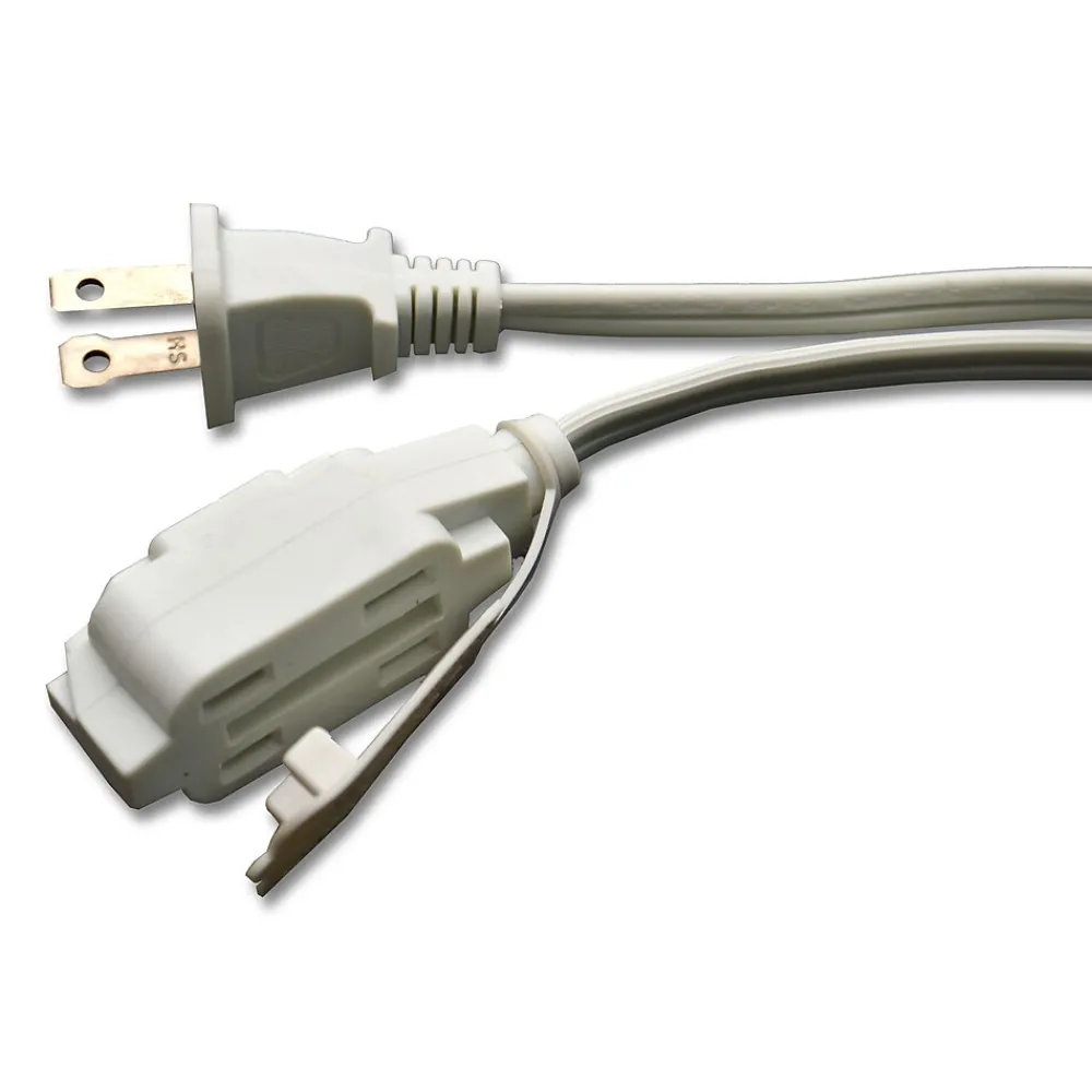 GoGreen Power 15' Extension Cord, 3-Outlet, 16 AWG, White (GG-24715-3)