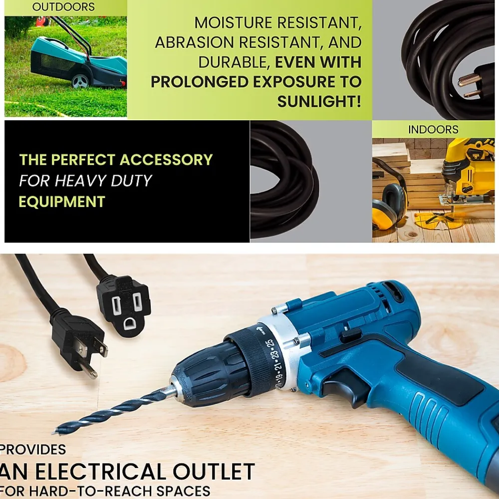 GoGreen Power 50' Indoor/Outdoor Extension Cord, 16 AWG, Black (GG-13750BK)