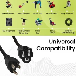 GoGreen Power 25' Indoor/Outdoor Extension Cord, 16 AWG, Black (GG-13725BK)