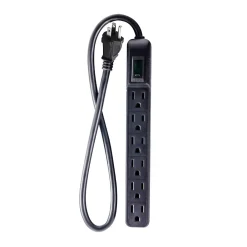 GoGreen Power 6 Outlet Mini Surge Protector, 2' Cord, White (GG-16103MIN)