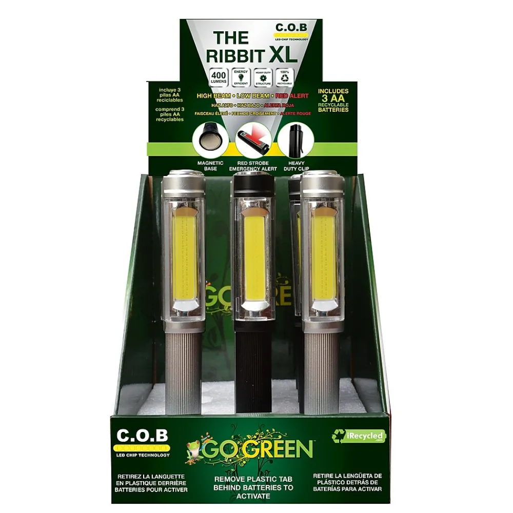 Go Green Power GoGreen Power Ribbit XL Aluminum Pocket Flashlight Display, Assorted Colors (GG-113-RXLDISP)