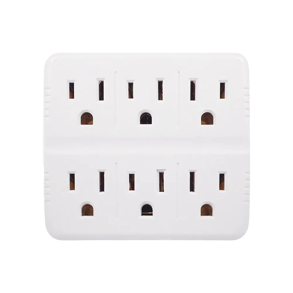 GoGreen Power Wall Tap, 6 Outlet, White, 3/Pack (GG-16000TW)