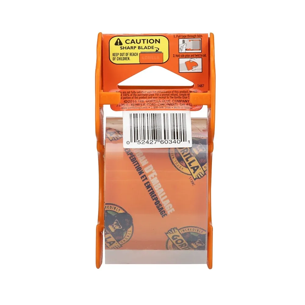 Sale Gorilla Heavy Duty Packing Tape with Dispenser, 1.88" x 25 yds., Clear, 4/Pack (102680)