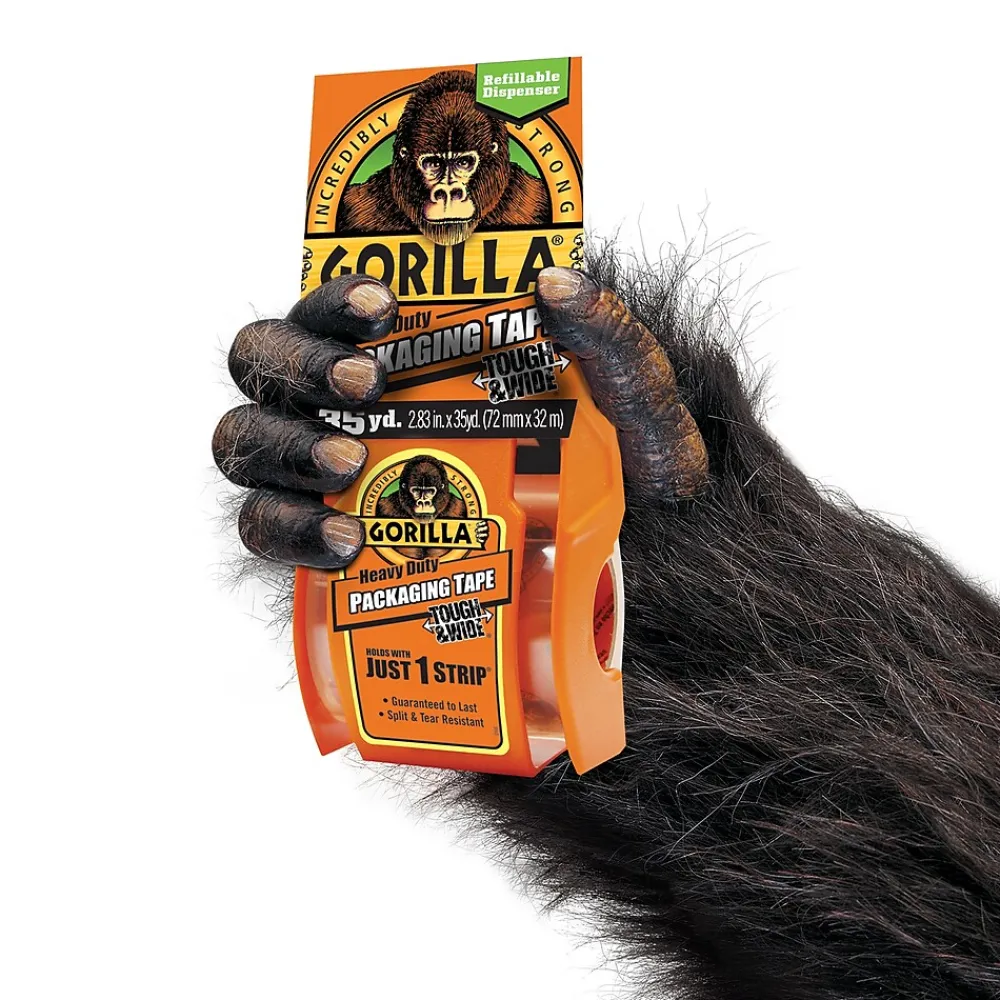 Outlet Gorilla Heavy Duty Tough & Wide Packaging Tape with Dispenser, 2.88" x 35 yds., Clear (6045002)