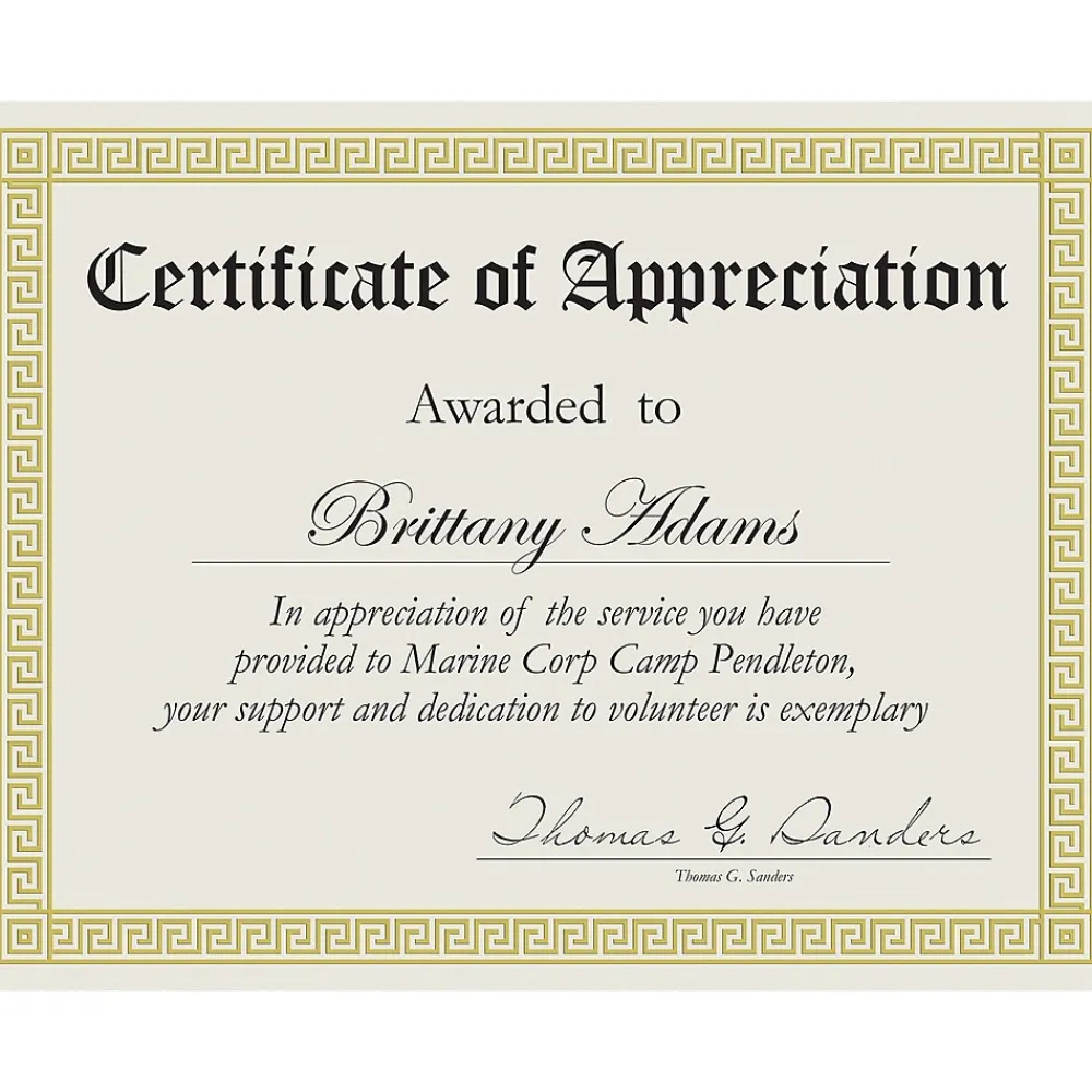 Awards & Certificates*Great Papers Channel Border Foil Certificates, 8.5" x 11", Beige/Gold, 15/Pack (963007)