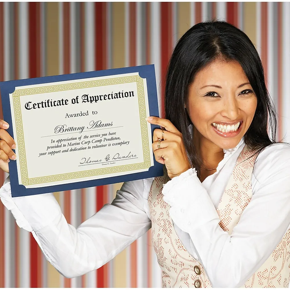 Awards & Certificates*Great Papers Channel Border Foil Certificates, 8.5" x 11", Beige/Gold, 15/Pack (963007)