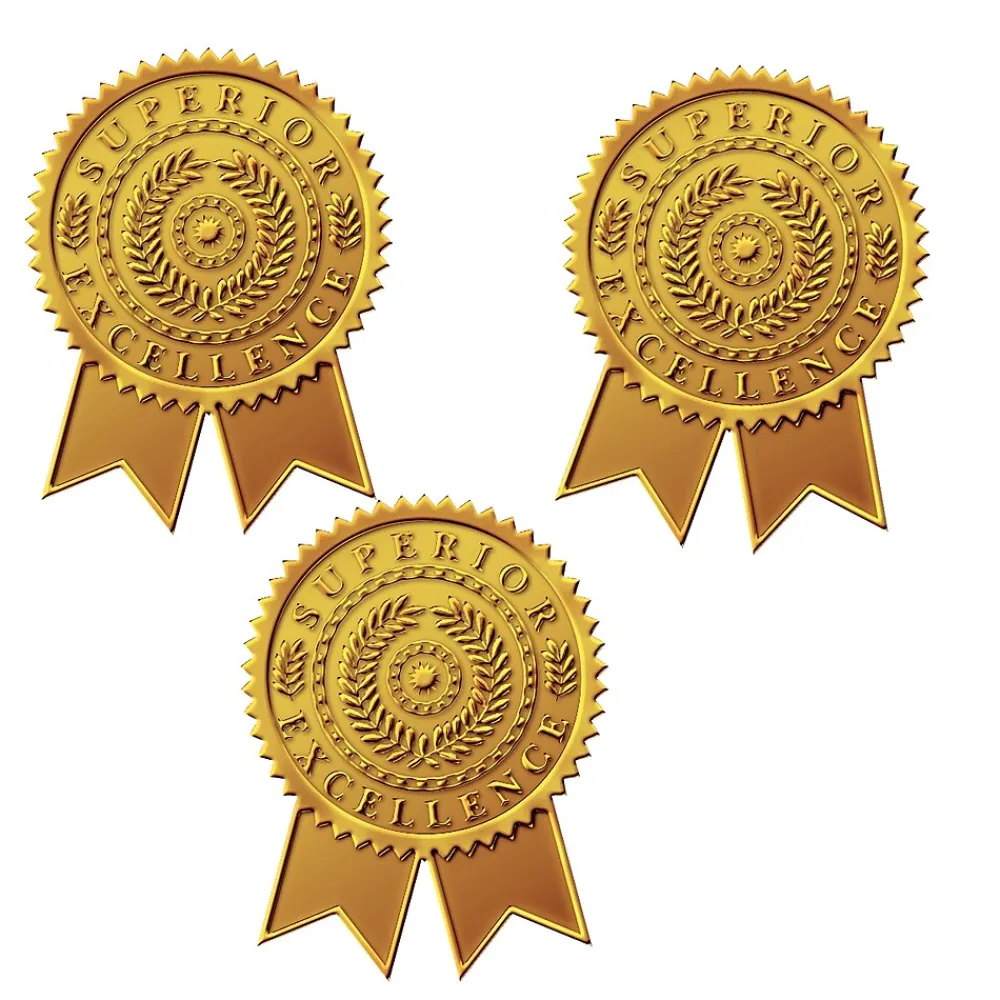 Awards & Certificates*Great Papers ! Star Burst Certificate Seals, 2" x 1", Gold, 48/Pack (903418)