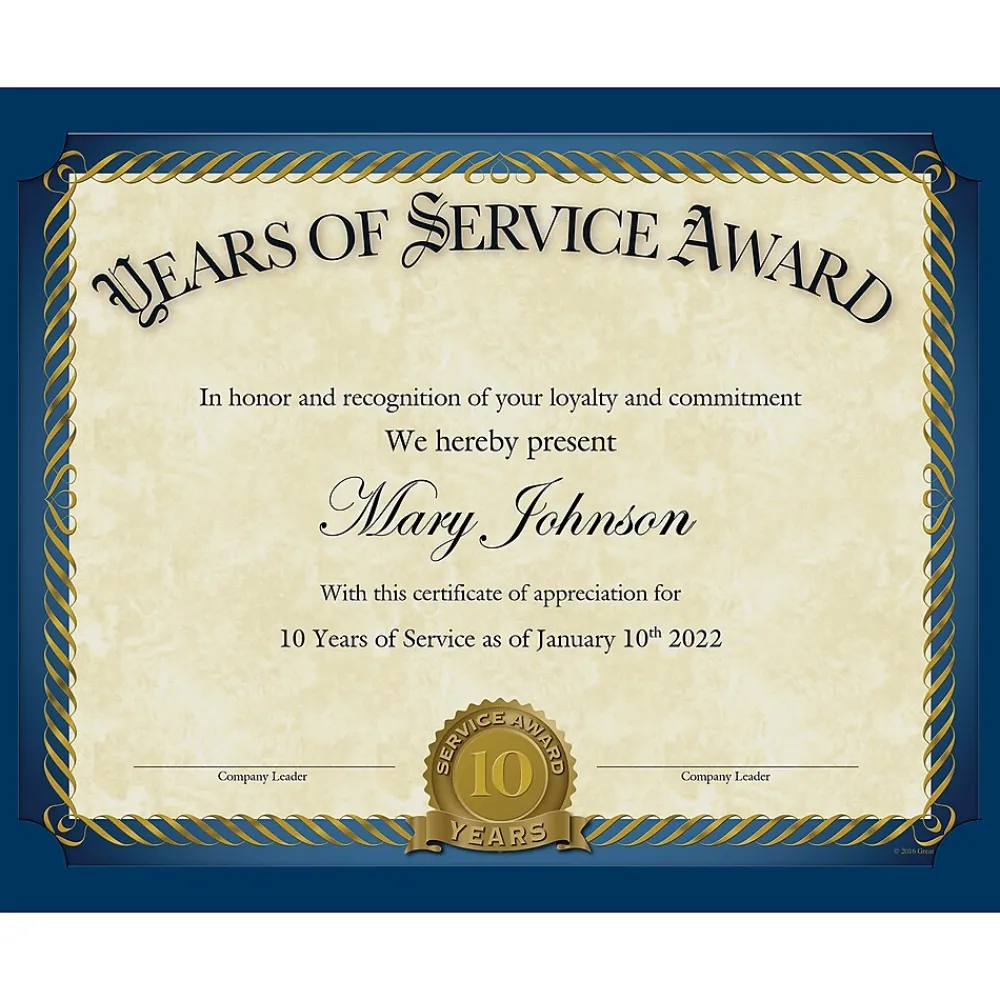 Awards & Certificates*Great Papers Years of Service Certificates, 8.5" x 11", 20/Pack (2015113KIT)