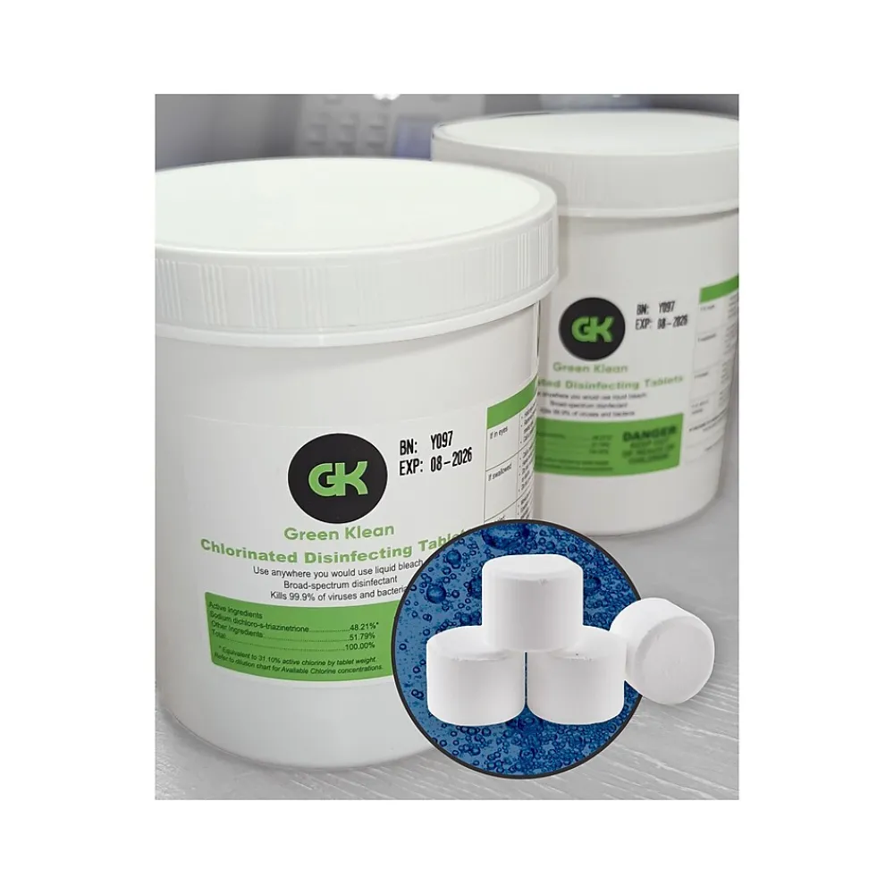 Disinfecting Chlorinated Tablets, 120/Bottle, 2 Bottles/Carton (GK-CDT6.55-2pk)<Green Klean Online