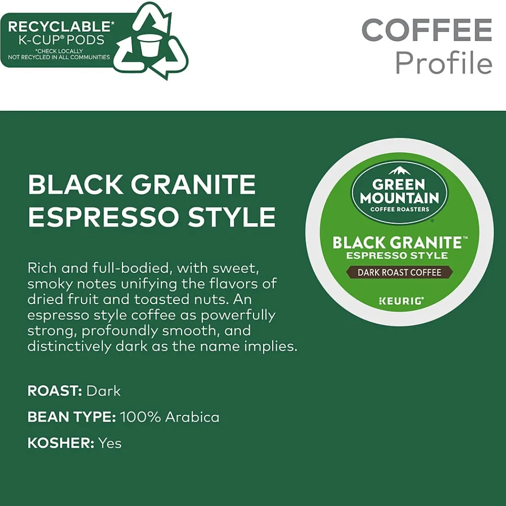 Green Mountain Black Granite Espresso Style Coffee Keurig® K-Cup® Pods, Dark Roast, 96/Carton (5000366650CT)