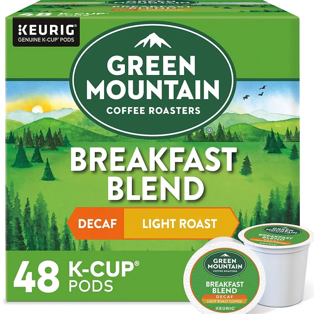 Green Mountain Breakfast Blend Decaf Coffee Keurig® K-Cup® Pods, Light Roast, 48/Box (5000355634)