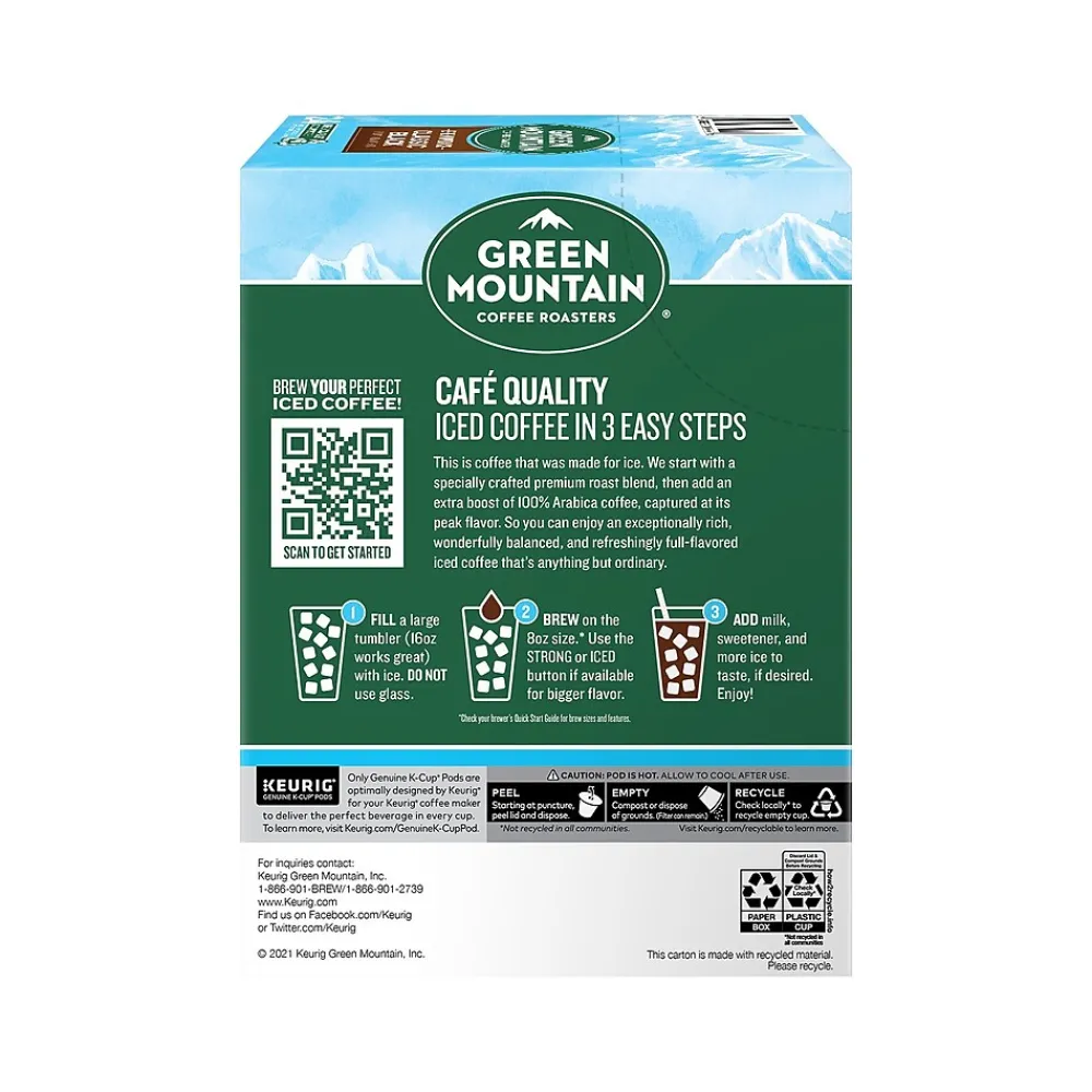 Green Mountain Brew-Over-Ice Classic Black Iced Coffee, Dark Roast, 0.40 oz. Keurig® K-Cup® Pods, 24/Box (390276)