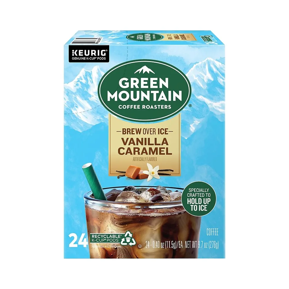 Green Mountain Brew-Over-Ice Vanilla Caramel Iced Coffee, 0.4 oz. Keurig® K-Cup® Pods, 24/Box (390283)