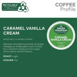 Green Mountain Caramel Vanilla Cream Coffee Keurig® K-Cup® Pods, Light Roast, 48/Box (350072)
