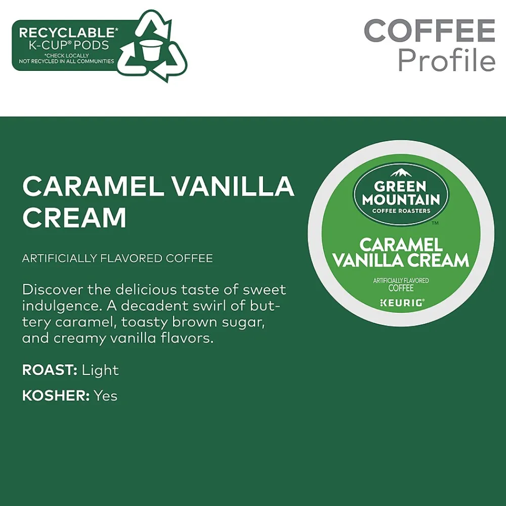 Green Mountain Caramel Vanilla Cream Coffee Keurig® K-Cup® Pods, Light Roast, 48/Box (350072)
