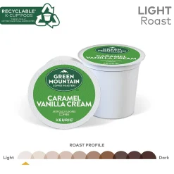 Green Mountain Caramel Vanilla Cream Coffee Keurig® K-Cup® Pods, Light Roast, 24/Box (6700)