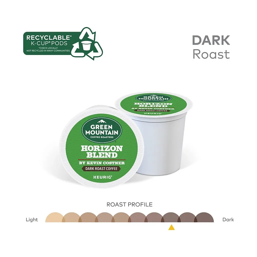 Green Mountain Coffee Roasters Horizon Blend by Kevin Costner Coffee, Keurig K-Cup Pod, Dark Roast, 24/Carton (5000379575)