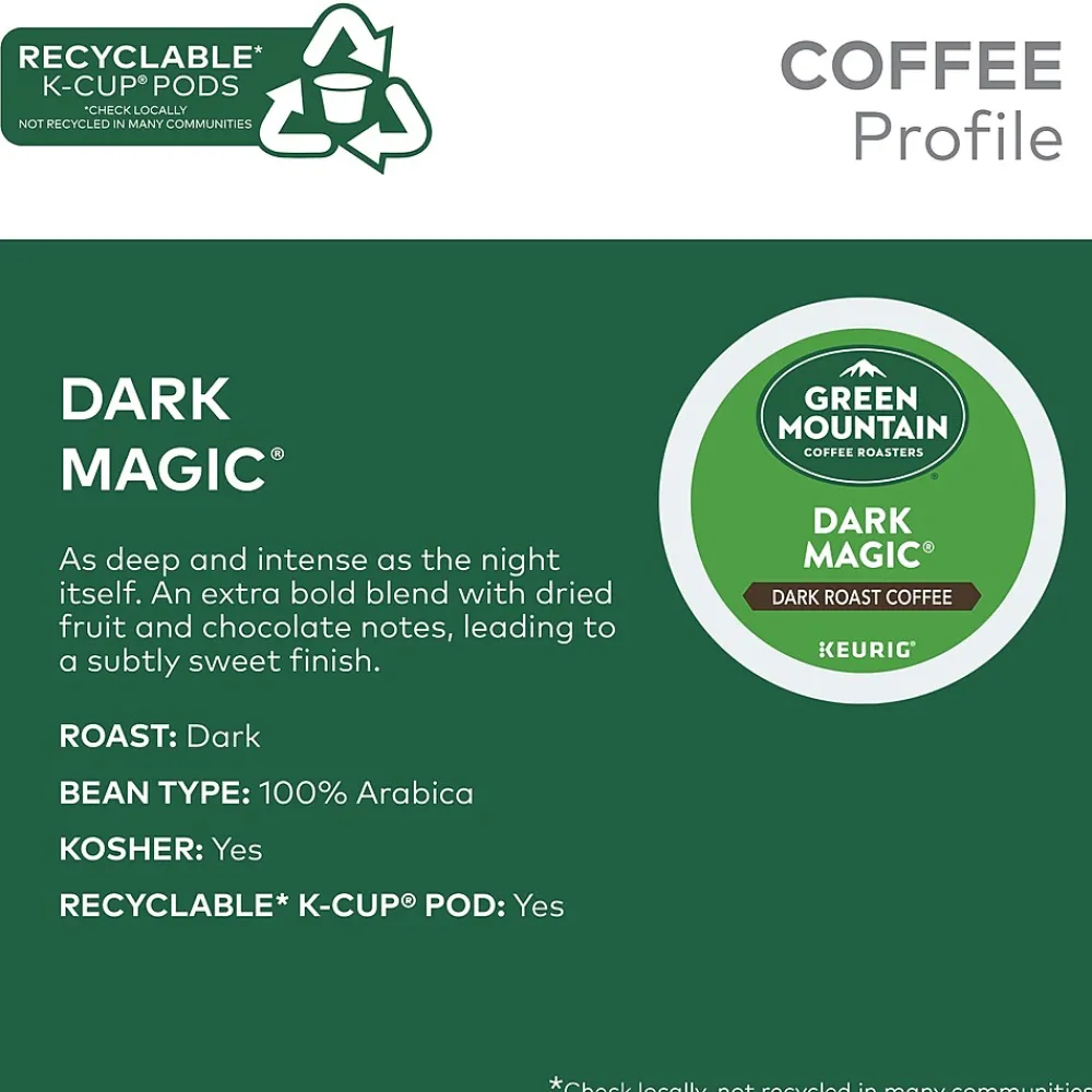 Green Mountain Dark Magic Coffee Keurig® K-Cup® Pods, Dark Roast, 96/Carton (4061)