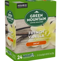 Green Mountain French Vanilla Decaf Coffee Keurig® K-Cup® Pods, Light Roast, 96/Carton (7732CT)