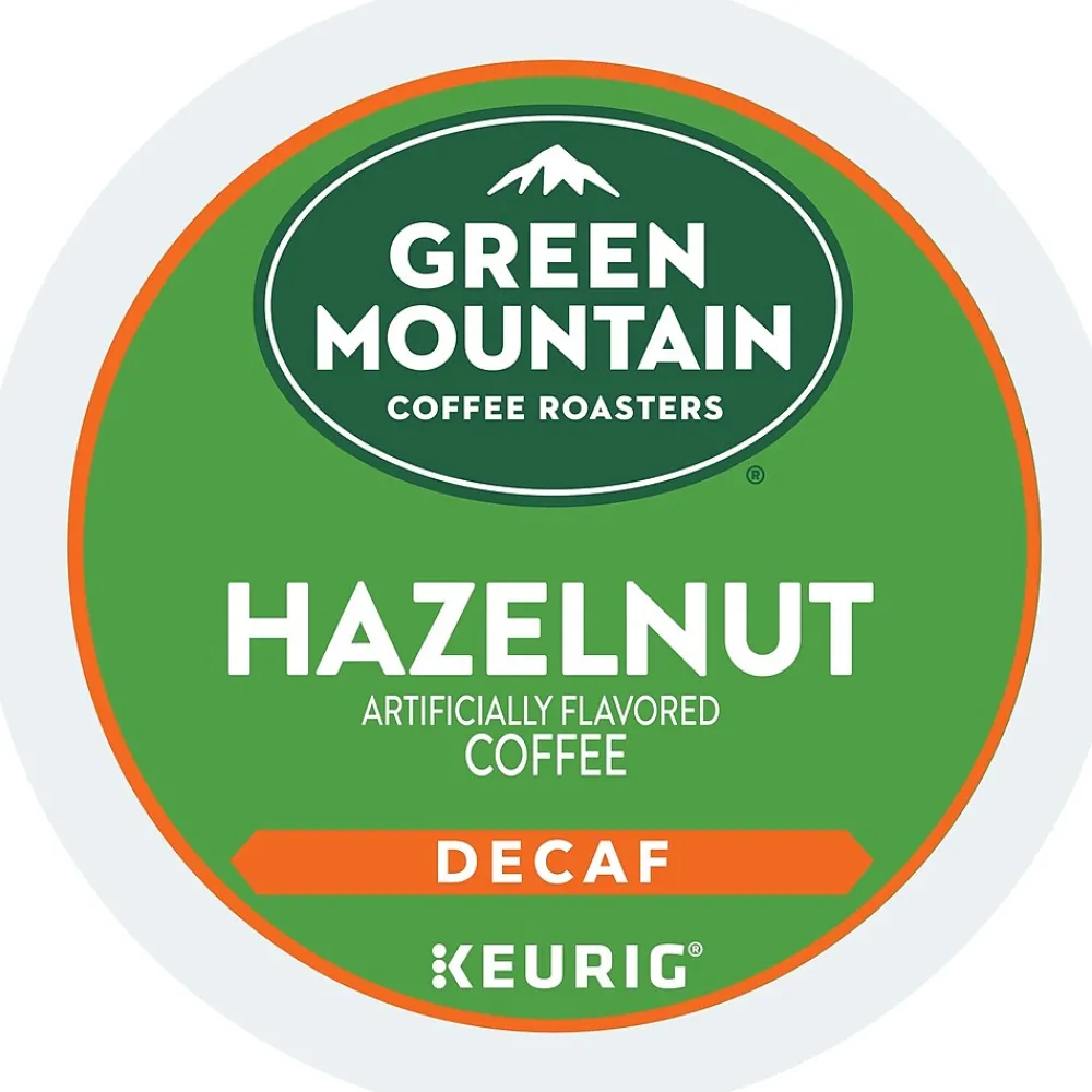 Green Mountain Hazelnut Decaf Coffee Keurig® K-Cup® Pods, Light Roast, 96/Carton (77923)