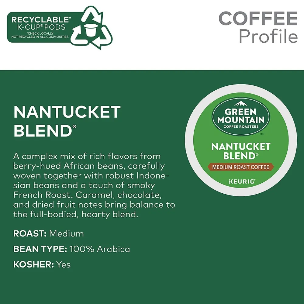 Green Mountain Nantucket Blend Coffee Keurig® K-Cup® Pods, Medium Roast, 96/Carton (6663)