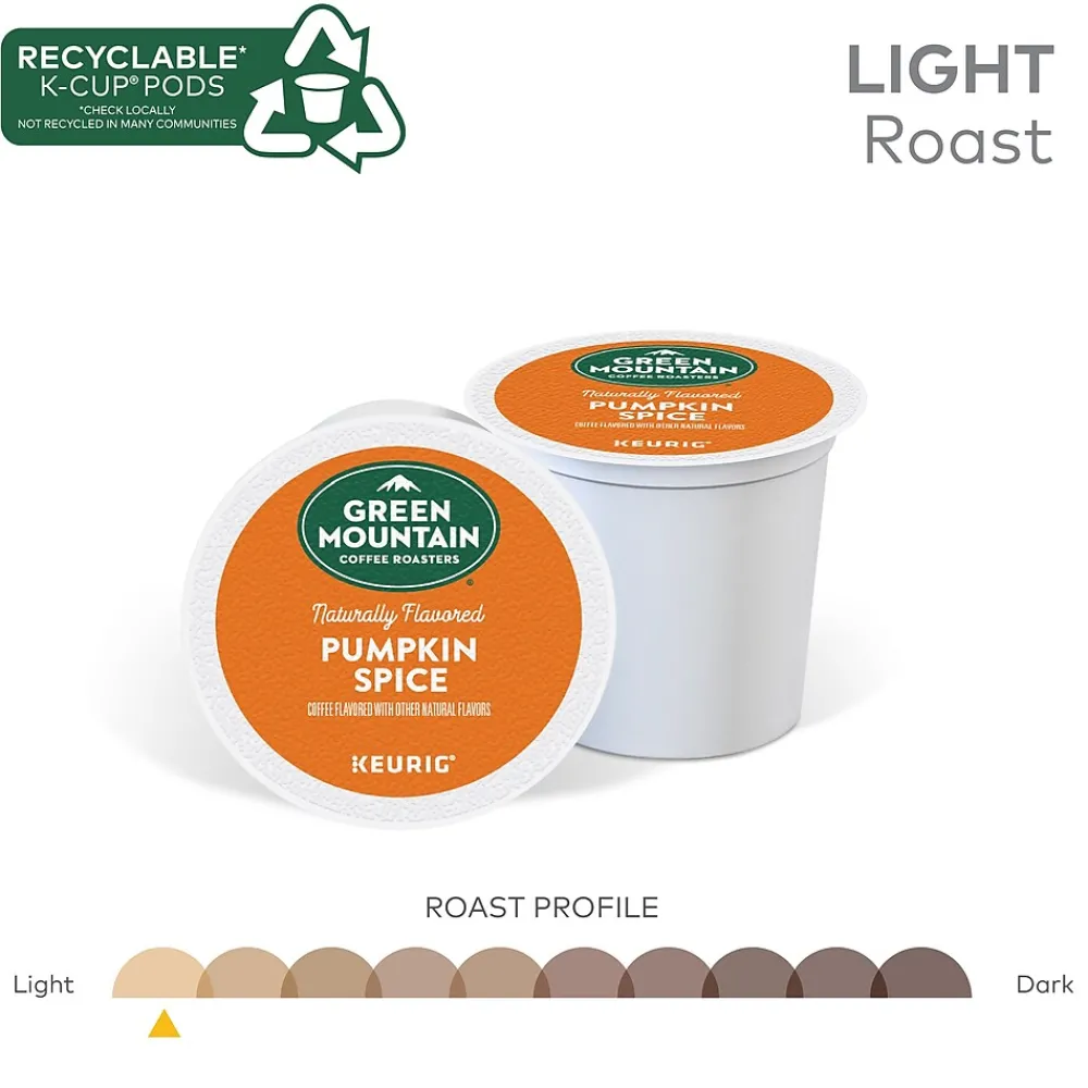 Green Mountain Pumpkin Spice Coffee, Keurig® K-Cup® Pod, Light Roast, 96/Carton (6758)