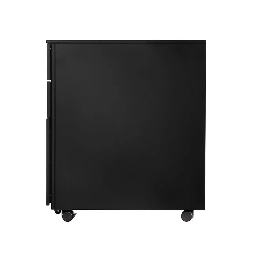 File Cabinets*Gry Mattr 3-Drawer Mobile Vertical File Cabinet, Letter/Legal Size, Lockable, 23.62"H x 15.35"W x 20.47"D, Black (GMCC-00849)