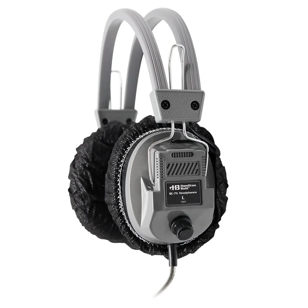 Outlet Hamilton Buhl HygenX45 Disposable Ear Cushion Cover for Over-Ear Headphones/Headsets, 4.5", Black, 100/Pack