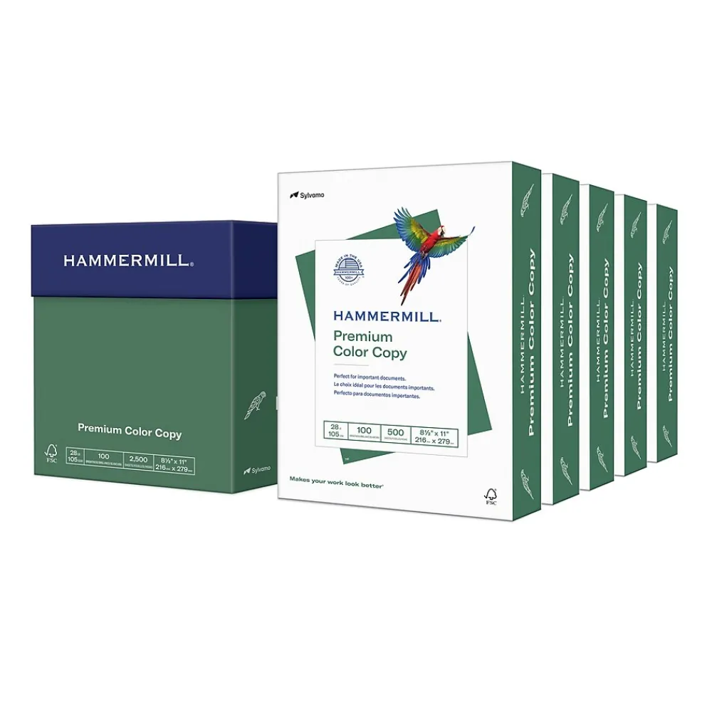 Large Quantity Paper*Hammermill 8.5" x 11" Premium Color Copy Paper, 28 lbs., 100 Brightness, 2500 Sheet/Carton (102450)