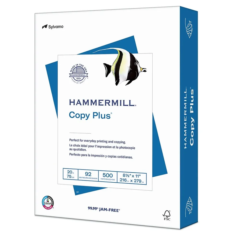 Large Quantity Paper*Hammermill Copy Plus 8.5" x 11" Copy Paper, 20 lbs., 92 Brightness, 500 Sheets/Ream (105007)