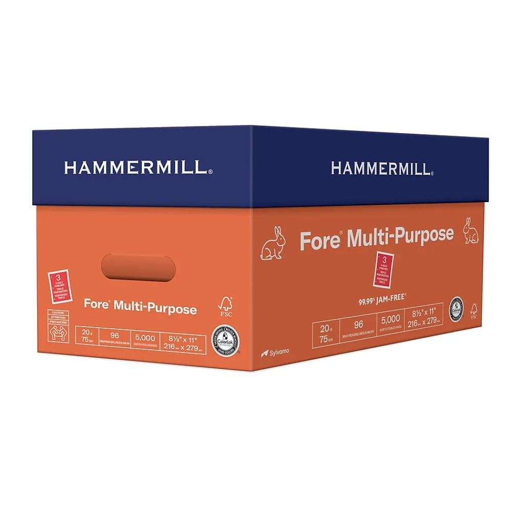 Multipurpose Paper*Hammermill Fore 8.5" x 11", 3-Hole Punched Multipurpose Paper, 20 lbs., 96 Brightness, 500 Sheets/Ream (103275)