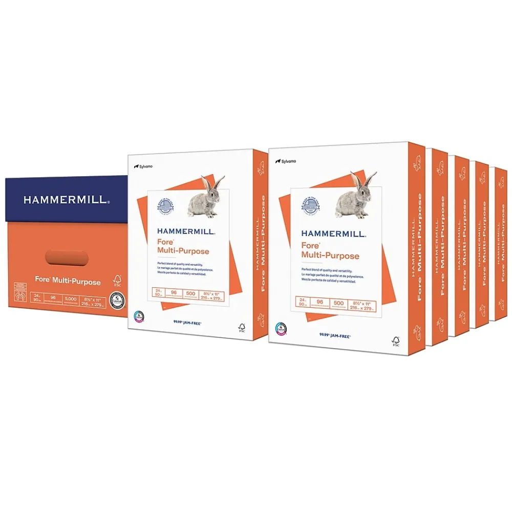 Multipurpose Paper*Hammermill Fore 8.5" x 11" Multipurpose Paper, 24 lbs., 96 Brightness, 5000 Sheets/Carton (103283)