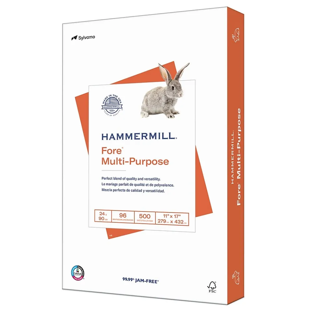 Multipurpose Paper*Hammermill Fore 11" x 17" Multipurpose Paper, 24 lbs., 96 Brightness, 500 Sheets/Ream (102848)