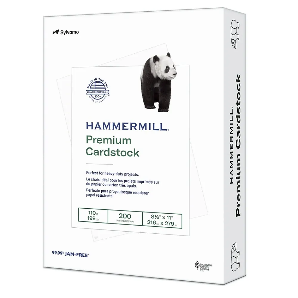 Card Stock*Hammermill Premium 110 lb. Cardstock Paper, 8.5" x 11", White, 200 Sheets/Ream (168380R)