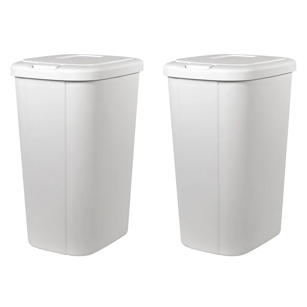 Touch Top Trash Can, White, 13 Gallon, 2/Pack (2166HFTCOM000)<Hefty Online