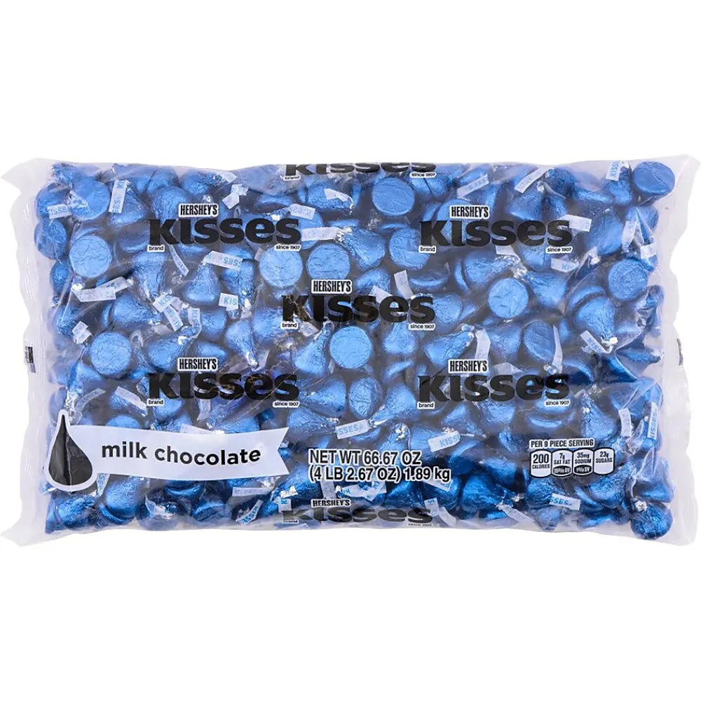 KISSES HERSHEY'S Dark Blue Foil Milk Chocolate Pieces, 66.7 oz., 400/Bag (HEC60194)