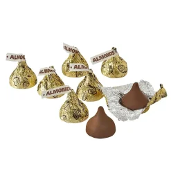 KISSES HERSHEY'S Gold Foil Milk Chocolate with Almonds Pieces, 66.7 oz., 400/Bag (HEC62083)