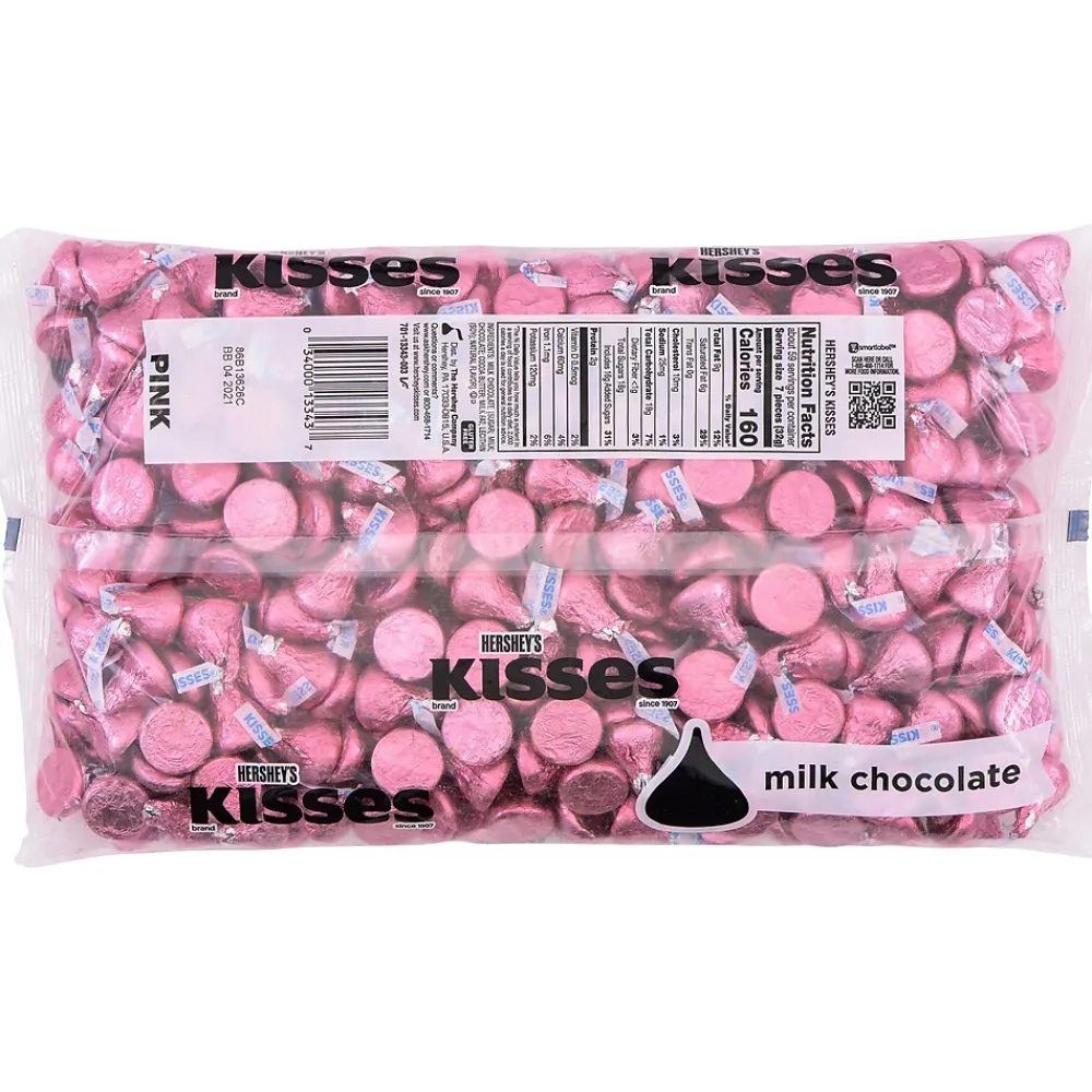 KISSES HERSHEY'S Pink Foil Milk Chocolate Pieces, 66.7 oz. (HEC33434)