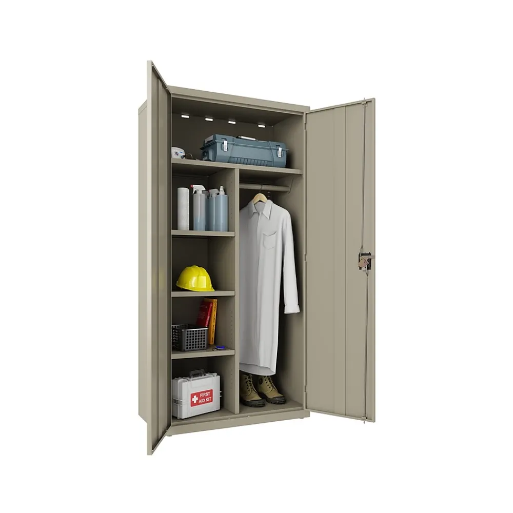 Storage Cabinets*Hirsh 72" Steel Wardrobe Cabinet with 4 Shelves, Putty (22631)