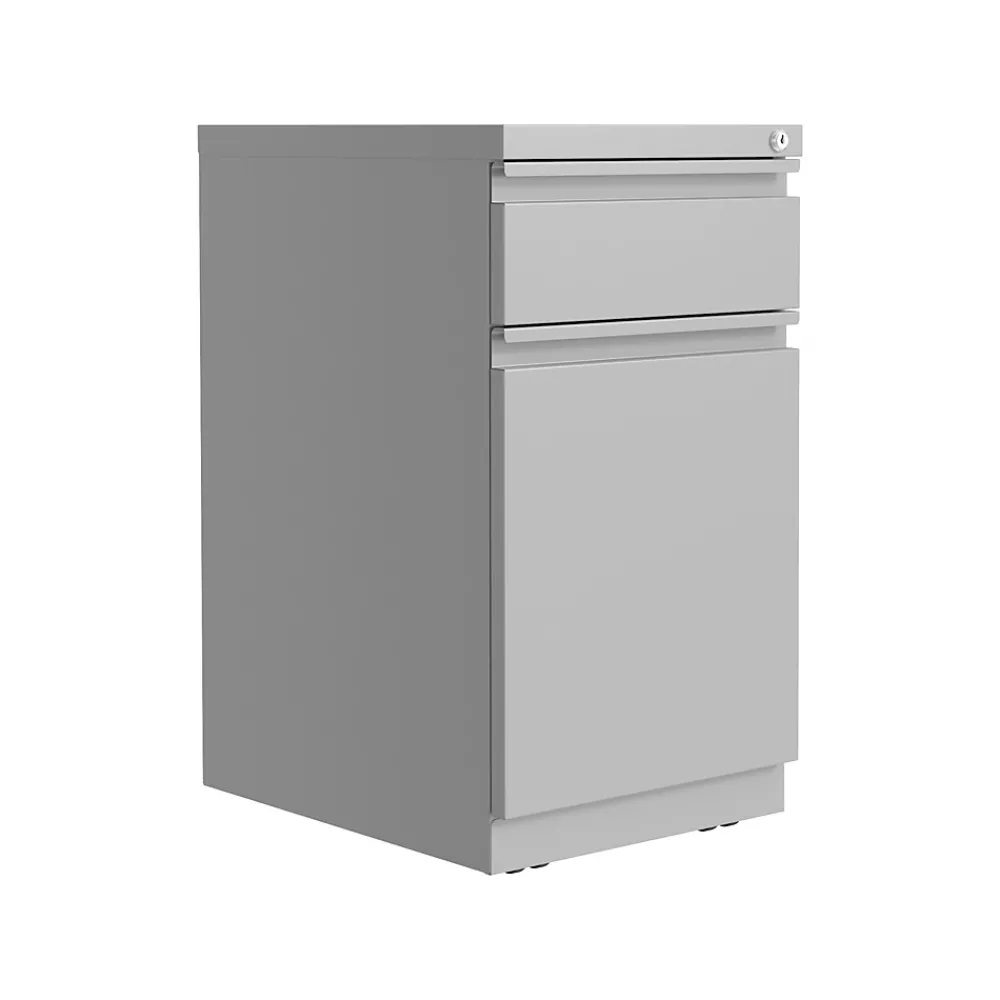 File Cabinets*Hirsh 2-Drawer Mobile Vertical File Cabinet, Letter Size, Lockable, 27.75"H x 15"W x 19.88"D, Arctic Silver (25034)