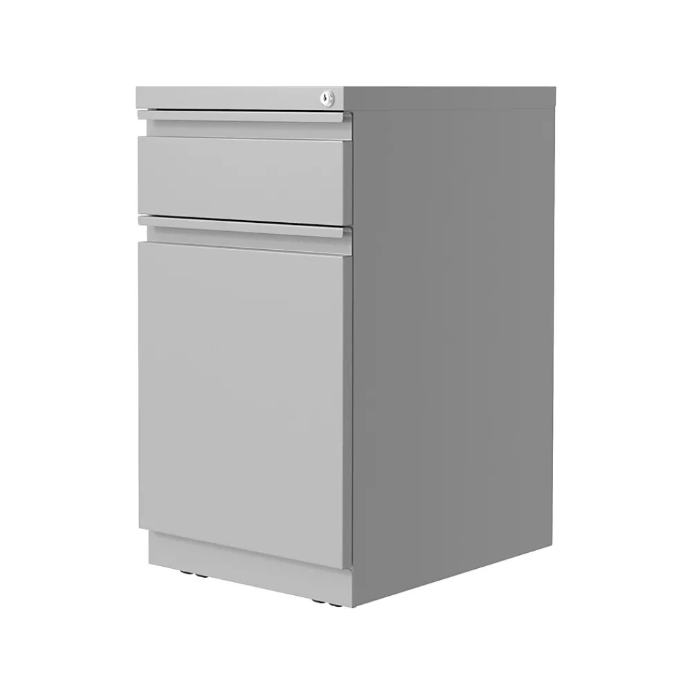 File Cabinets*Hirsh 2-Drawer Mobile Vertical File Cabinet, Letter Size, Lockable, 27.75"H x 15"W x 19.88"D, Arctic Silver (25034)