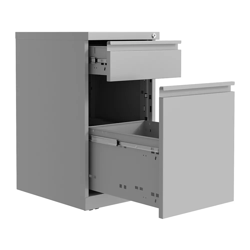 File Cabinets*Hirsh 2-Drawer Mobile Vertical File Cabinet, Letter Size, Lockable, 27.75"H x 15"W x 19.88"D, Arctic Silver (25034)