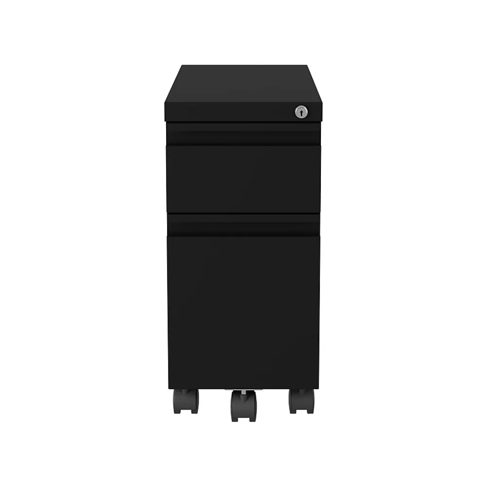 File Cabinets*Hirsh 2-Drawer Mobile Vertical File Cabinet, Letter/Legal Size, Lockable, 21.75"H x 10"W x 19.88"D, Black (22651)