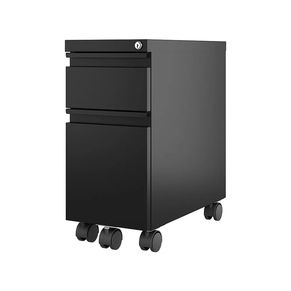File Cabinets*Hirsh 2-Drawer Mobile Vertical File Cabinet, Letter/Legal Size, Lockable, 21.75"H x 10"W x 19.88"D, Black (22651)