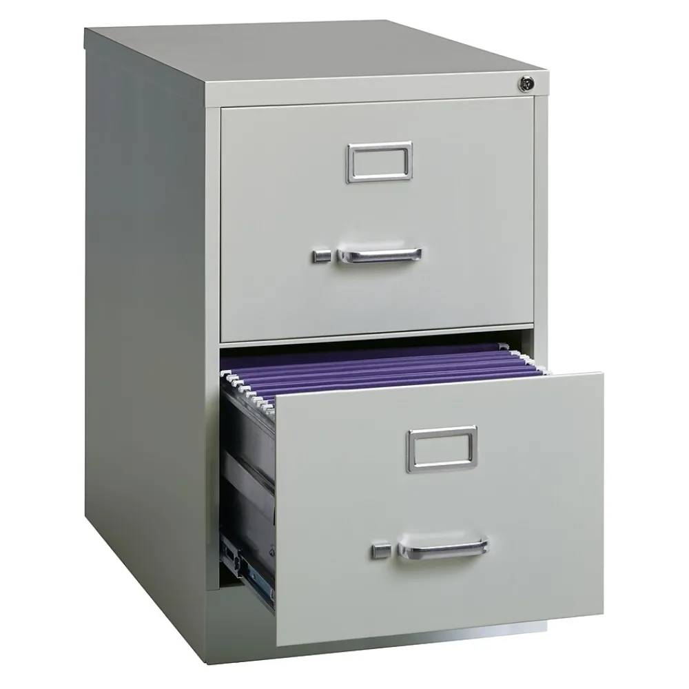 File Cabinets*Hirsh 2-Drawer Vertical File Cabinet, Legal Size, Lockable, 28.37"H x 18"W x 25"D, Light Gray (14414)