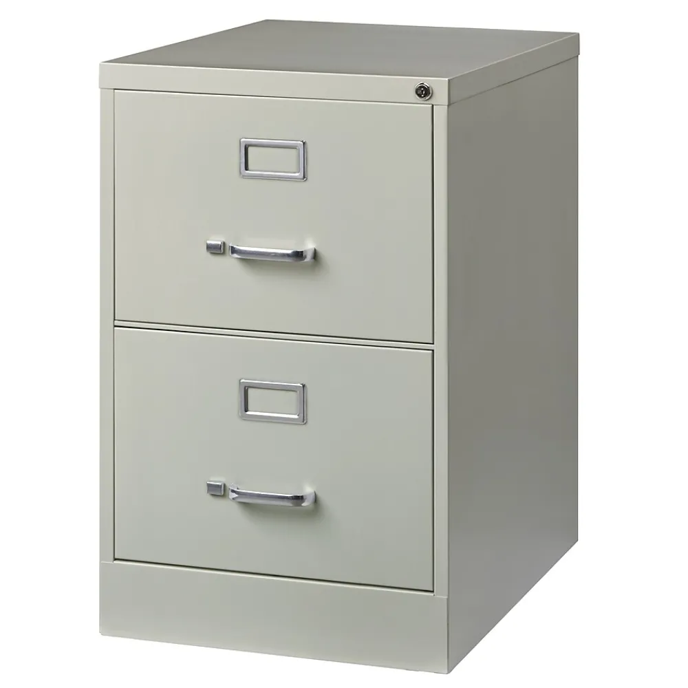 File Cabinets*Hirsh 2-Drawer Vertical File Cabinet, Legal Size, Lockable, 28.37"H x 18"W x 25"D, Light Gray (14414)