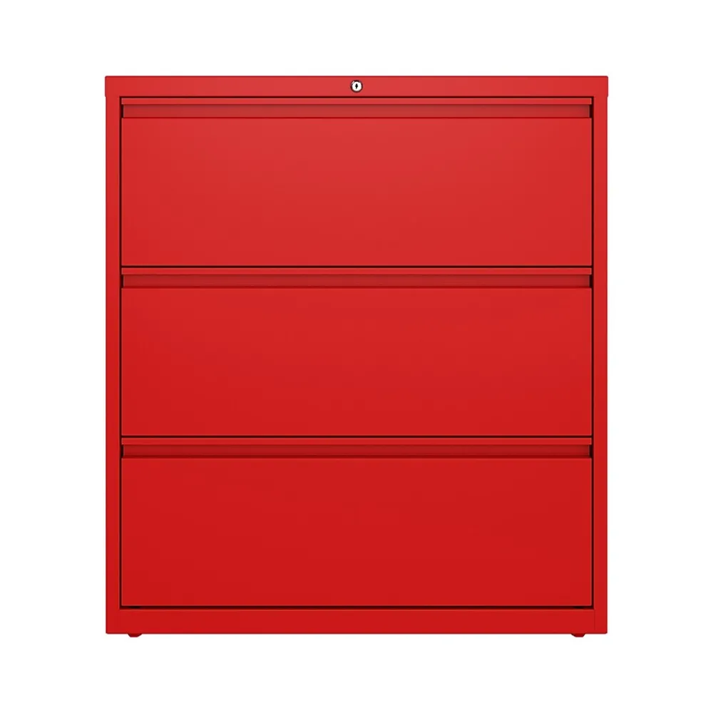File Cabinets*Hirsh HL10000 Series 3-Drawer Lateral File Cabinet, Locking, Letter/Legal, Lava Red, 36" (24252)