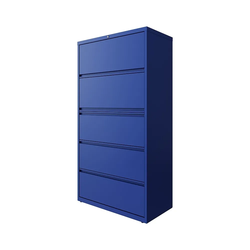 File Cabinets*Hirsh HL10000 Series 5-Drawer Lateral File Cabinet, Locking, Letter/Legal, Classic Blue, 36" (24260)
