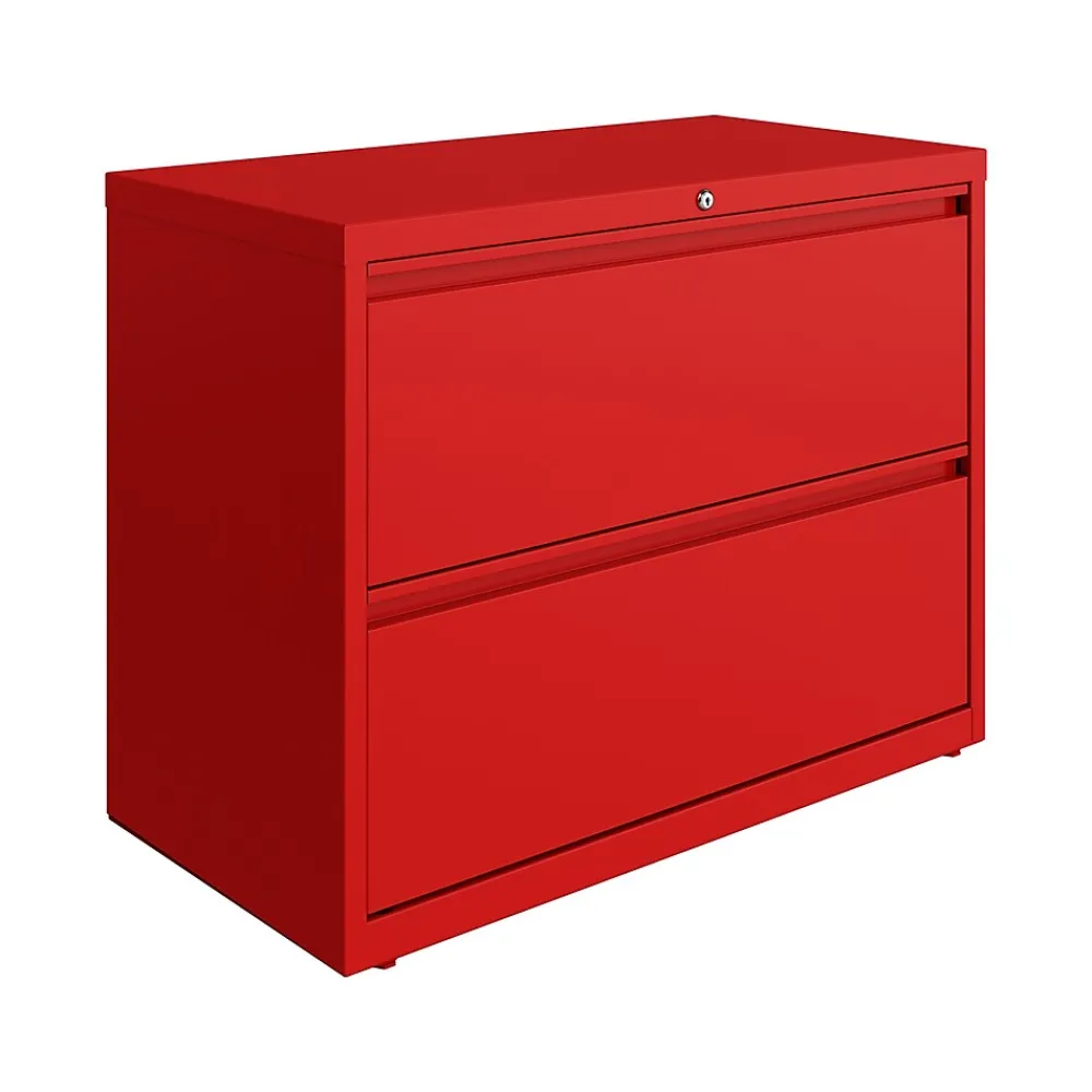 File Cabinets*Hirsh HL10000 Series 2-Drawer Lateral File Cabinet, Locking, Letter/Legal, Lava Red, 36" (24249)